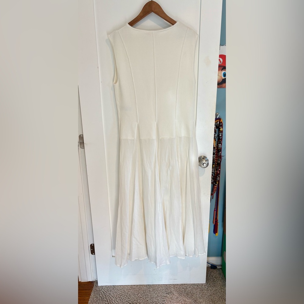 Mint Velvet Maxi Dress Cotton Drop-Waist  L NWT Ivory Mixed Material Coastal - Picture 11 of 13